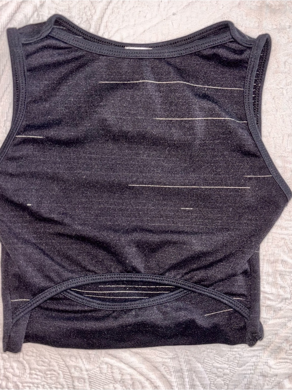 5 Dancewear YL black crop top with faint white stripes